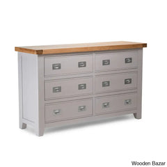 Kaela Modish Stylish Solid Wood Chest Of Drawer With 6 - Wooden Bazar