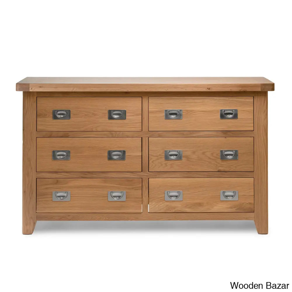 Kaela Modish Stylish Solid Wood Chest Of Drawer With 6 - Wooden Bazar Natural