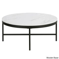 Kambryl 36’’ Faux Marble And Steel Round Coffee And Center Table