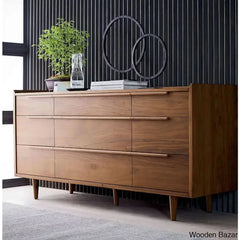 Kandice Chic Solid Wood Tate Walnut 9 Chest Of Drawer - Wooden Bazar
