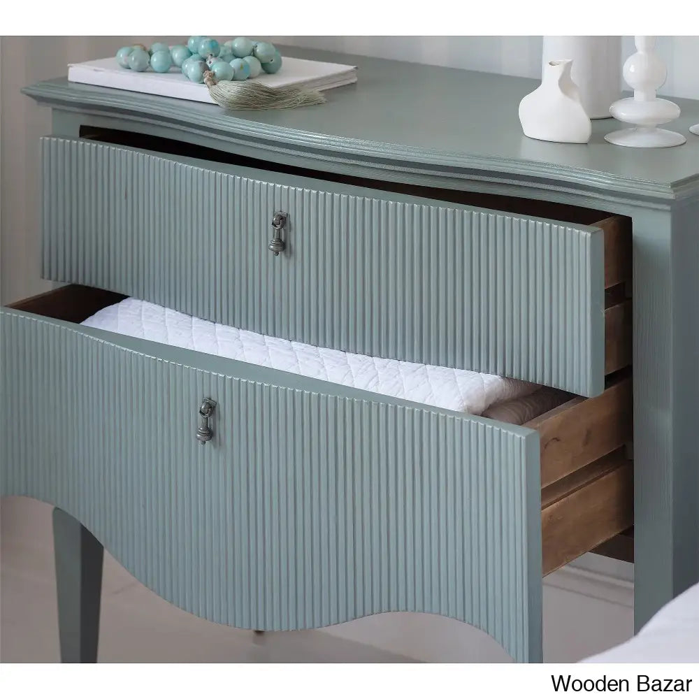 Karyn Solid Wood Premium With Blue Finish Chest Of Drawers