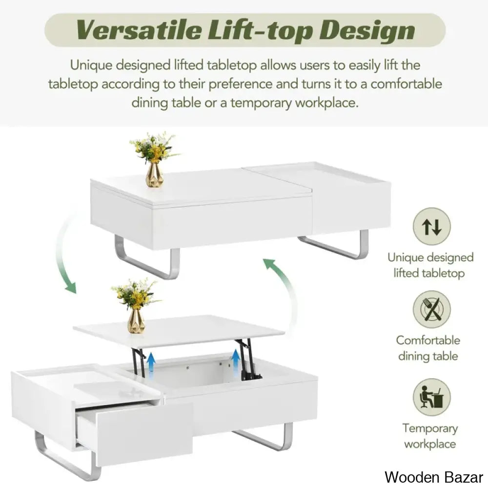 Kashadz Coffee And Center Table With Lifted Tabletop Contemporary Cocktail