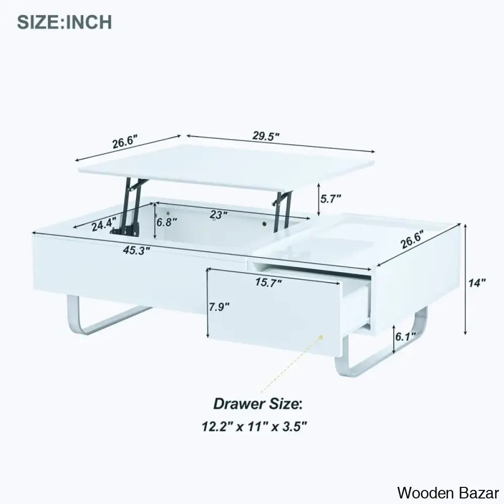 Kashadz Coffee And Center Table With Lifted Tabletop Contemporary Cocktail