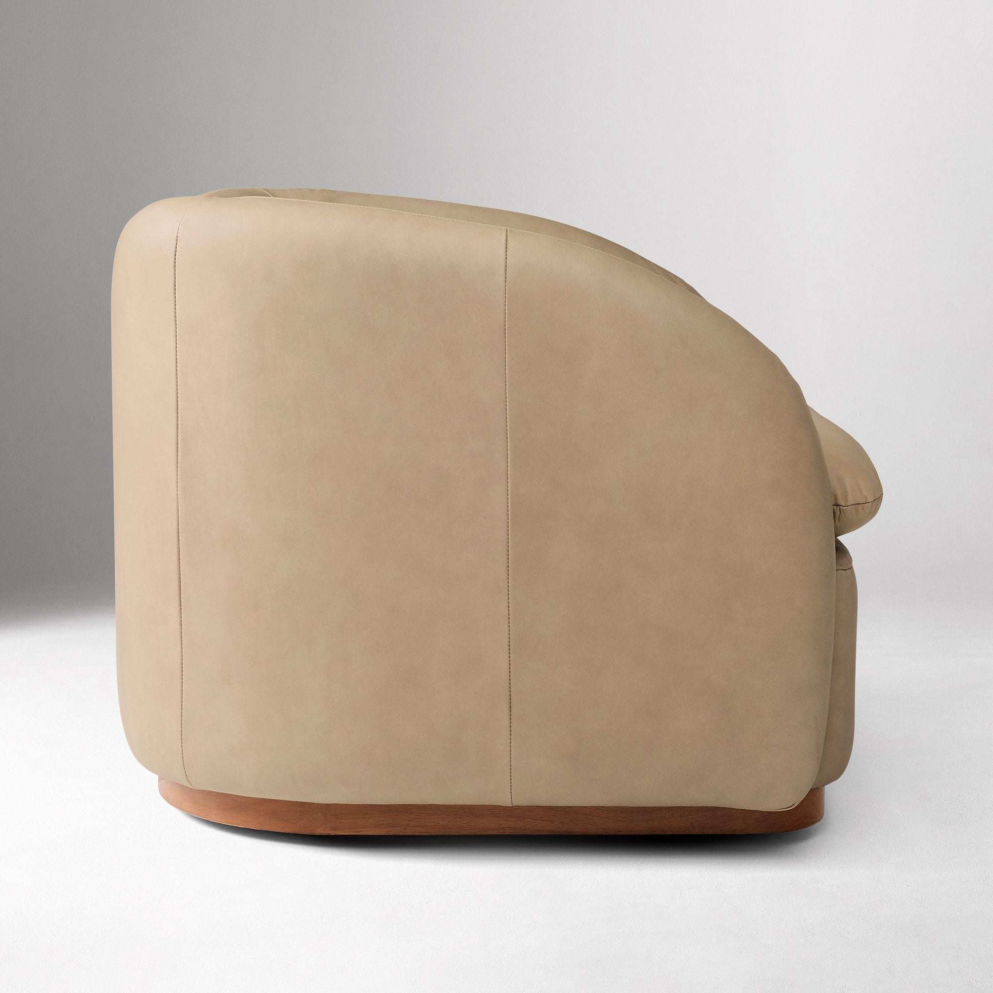 Kazuin Swivel Leather Chair - Wooden bazar
