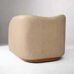 Kazuin Swivel Leather Chair - Wooden bazar