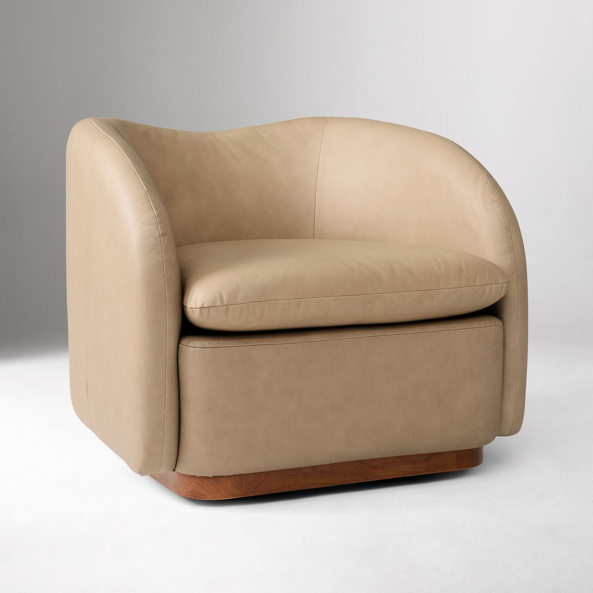 Kazuin Swivel Leather Chair - Wooden bazar