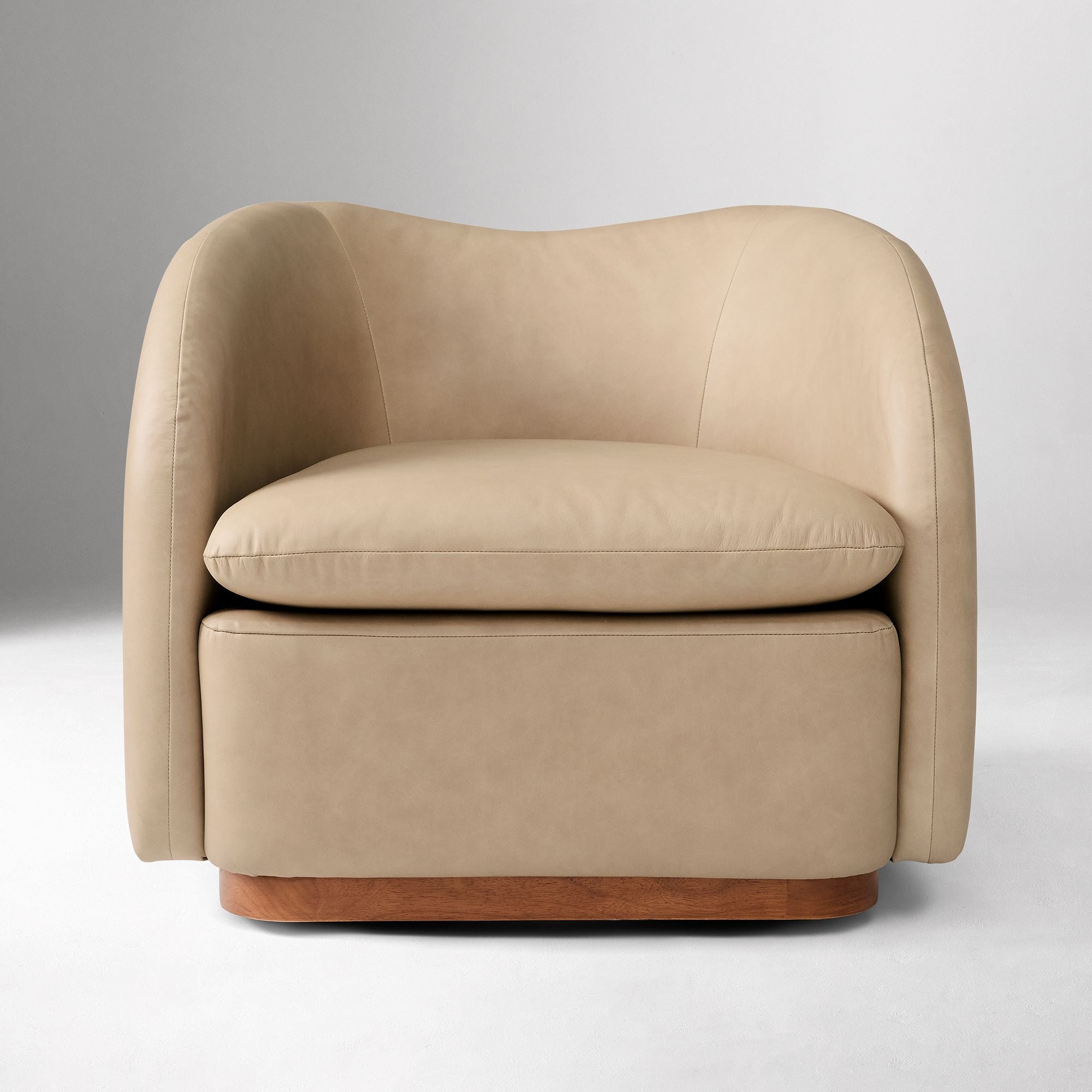 Kazuin Swivel Leather Chair - Wooden bazar