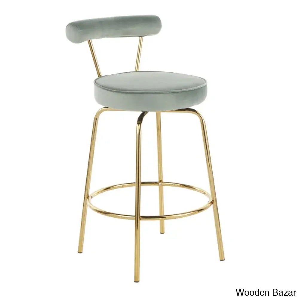 Kaysone Swivel 25.5’’ Counter And Bar Stool (Set Of 2) - Wooden Bazar