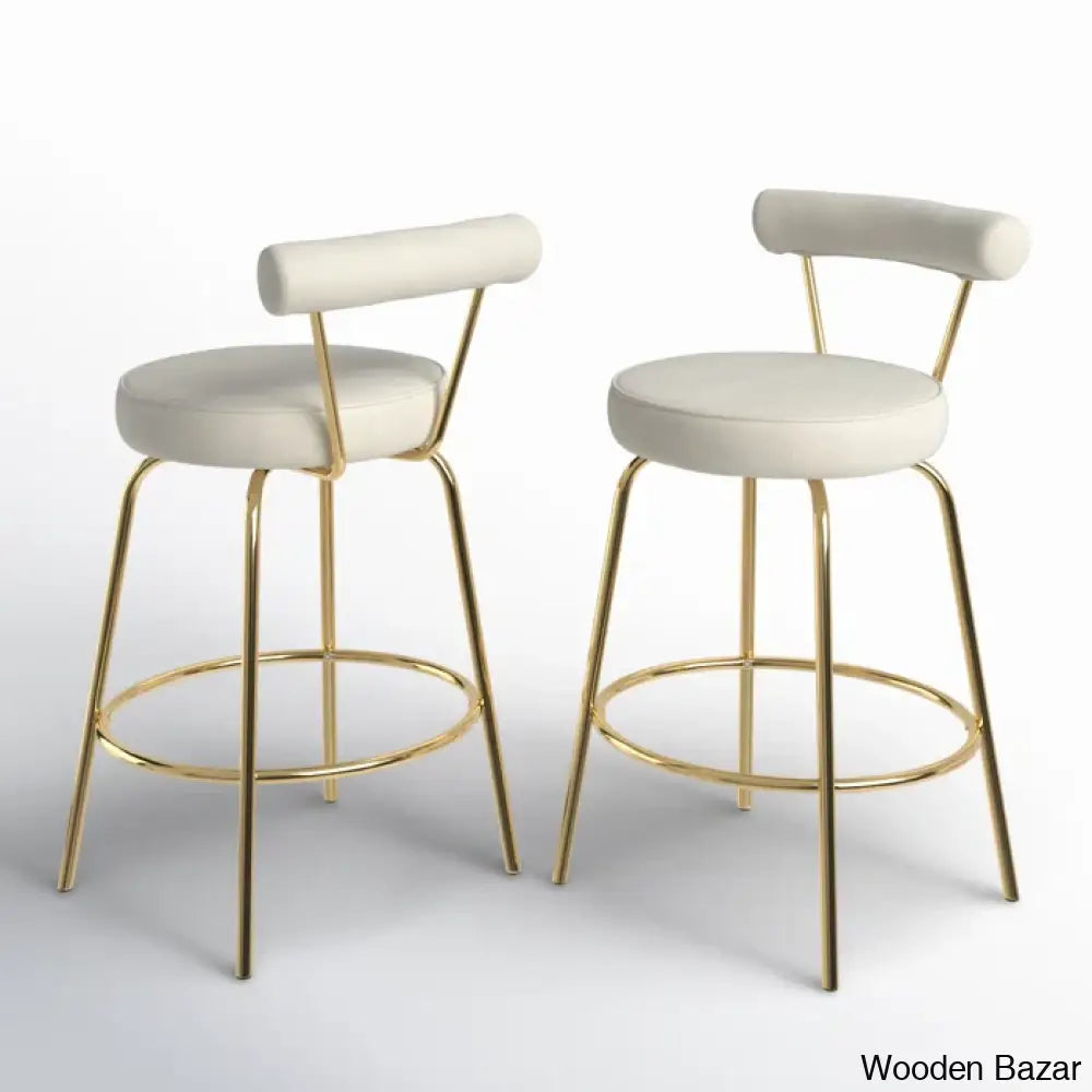 Kaysone Swivel 25.5’’ Counter And Bar Stool (Set Of 2) - Wooden Bazar