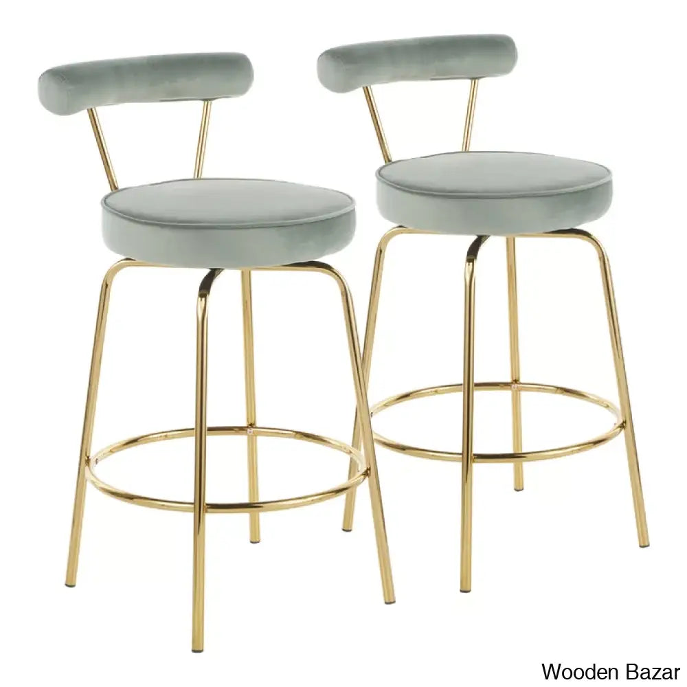 Kaysone Swivel 25.5’’ Counter And Bar Stool (Set Of 2) - Wooden Bazar