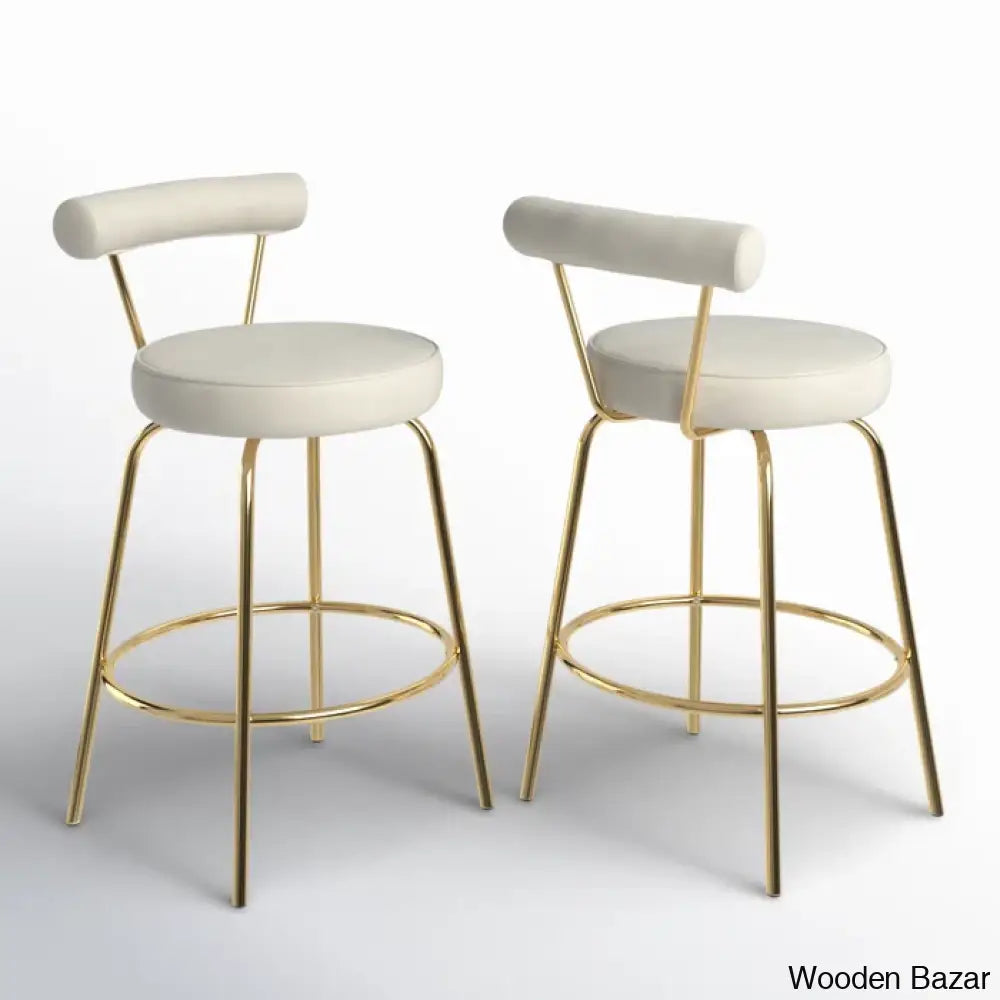 Kaysone Swivel 25.5’’ Counter And Bar Stool (Set Of 2) - Wooden Bazar