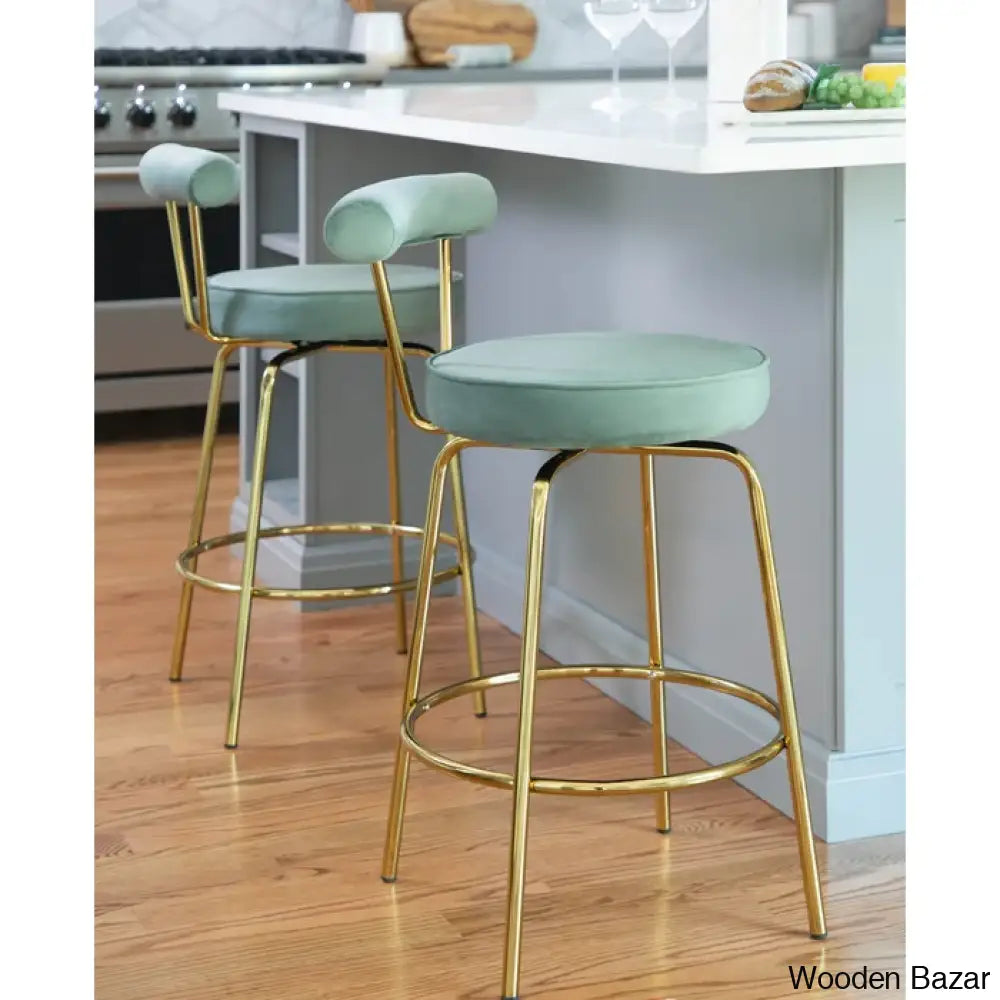 Kaysone Swivel 25.5’’ Counter And Bar Stool (Set Of 2) - Wooden Bazar Sage Green