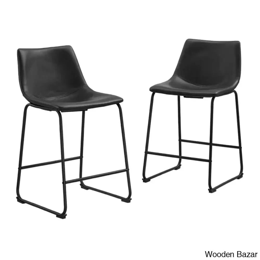 Keighleyl Faux Leather Upholstered Counter Chair (Set Of 2) Black