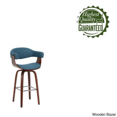 Keishaz Swivel Fabric Mid-Century Counter And Bar Stool (Set Of 2)