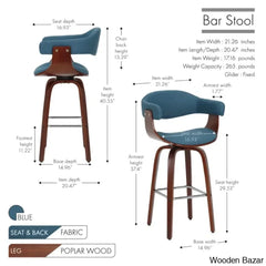 Keishaz Swivel Fabric Mid-Century Counter And Bar Stool (Set Of 2)