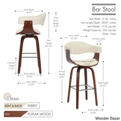 Keishaz Swivel Fabric Mid-Century Counter And Bar Stool (Set Of 2)