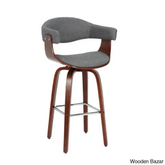 Keishaz Swivel Fabric Mid-Century Counter And Bar Stool (Set Of 2)