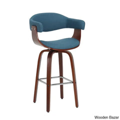 Keishaz Swivel Fabric Mid-Century Counter And Bar Stool (Set Of 2)