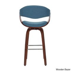 Keishaz Swivel Fabric Mid-Century Counter And Bar Stool (Set Of 2)
