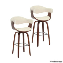 Keishaz Swivel Fabric Mid-Century Counter And Bar Stool (Set Of 2)