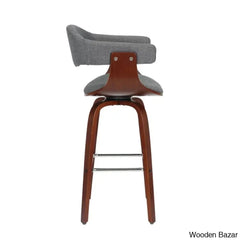 Keishaz Swivel Fabric Mid-Century Counter And Bar Stool (Set Of 2)