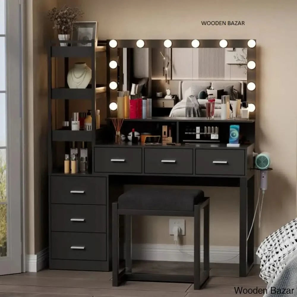 Makeup dresser with lighted mirror online