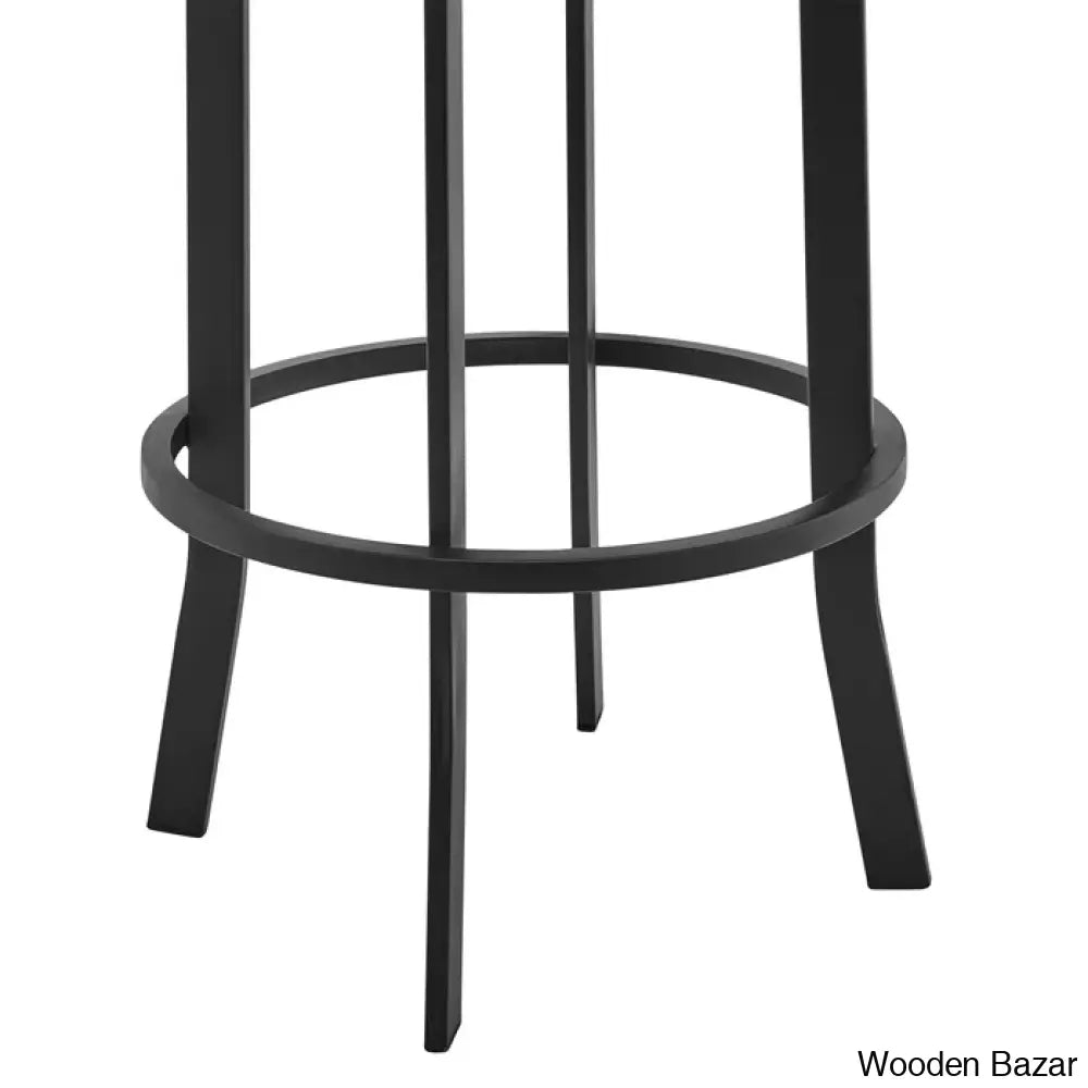 Kellumo Swivel Counter And Bar Height Stool With Arms In Faux Leather Upholstery Metal Legs