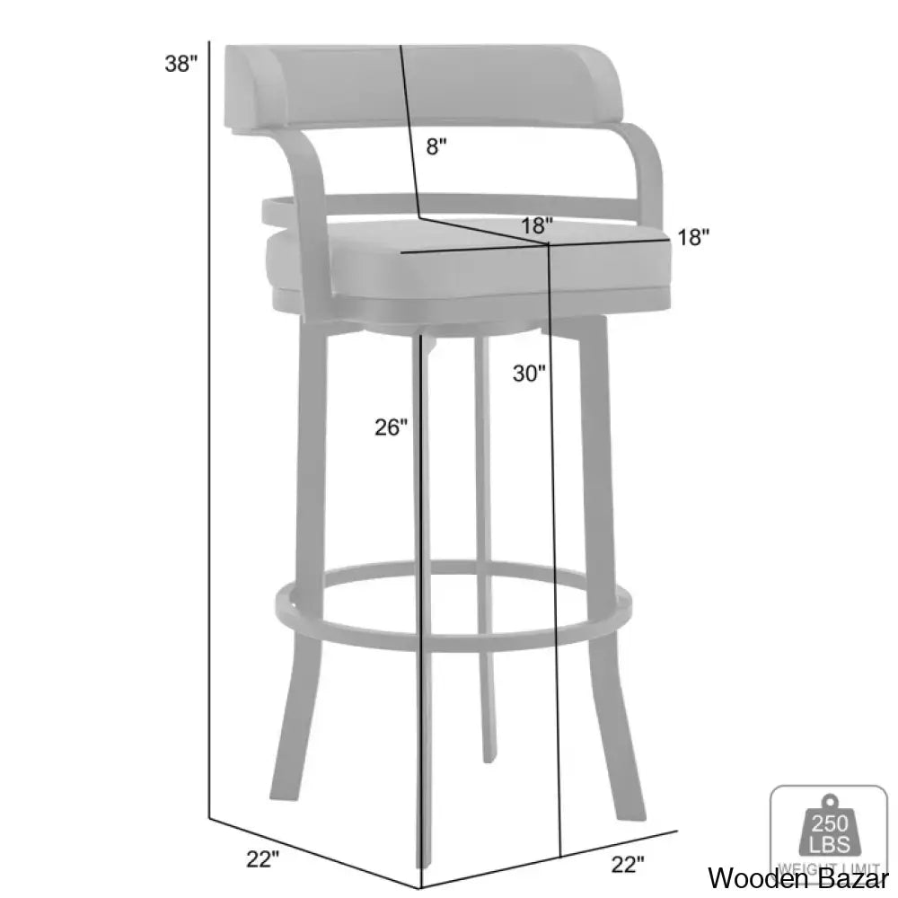 Kellumo Swivel Counter And Bar Height Stool With Arms In Faux Leather Upholstery Metal Legs