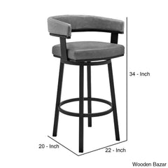 Kellumo Swivel Counter And Bar Height Stool With Arms In Faux Leather Upholstery Metal Legs