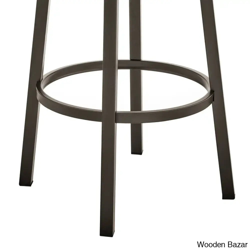 Kellumo Swivel Counter And Bar Height Stool With Arms In Faux Leather Upholstery Metal Legs