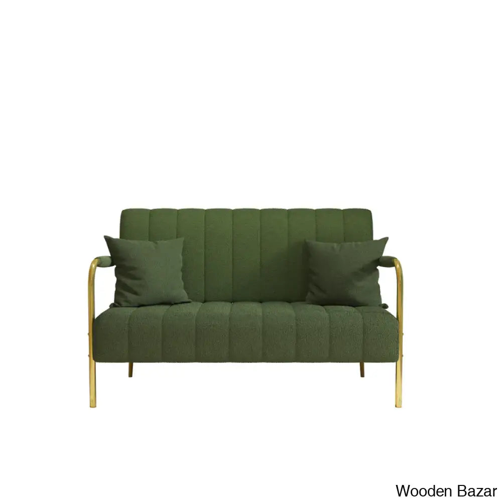 Kelly 2 Seater Green Teddy Fleece Sofa - Wooden Bazar