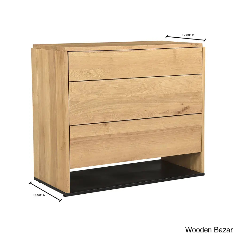 Kennice 3 Chest Of Drawers In Solid Wood With Timeless Tresures - Wooden Bazar