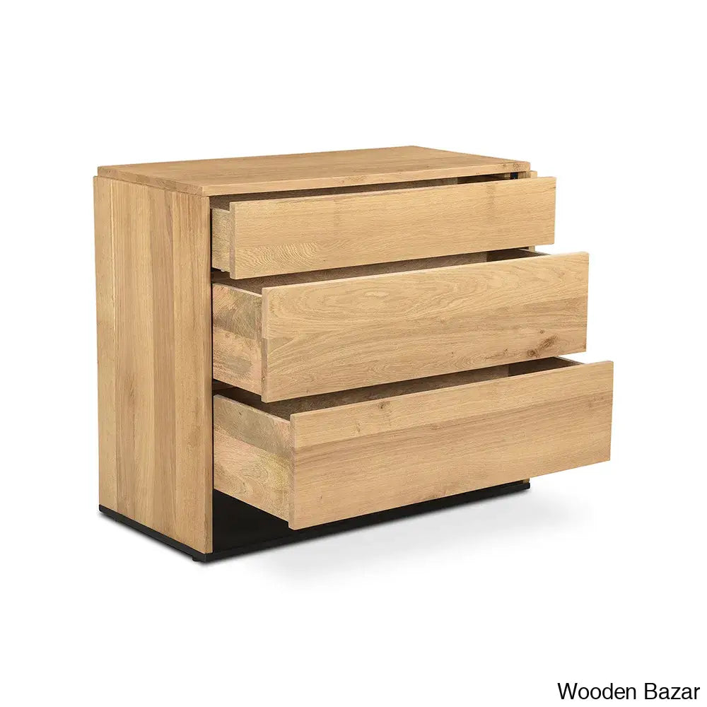 Kennice 3 Chest Of Drawers In Solid Wood With Timeless Tresures - Wooden Bazar