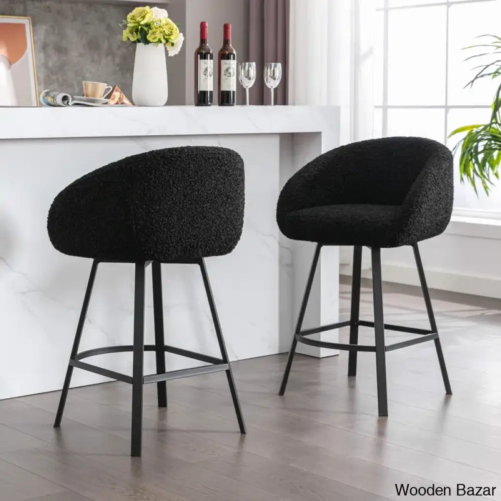 Kensync Swivel 26.4’’ Sherpa Counter And Bar Stool