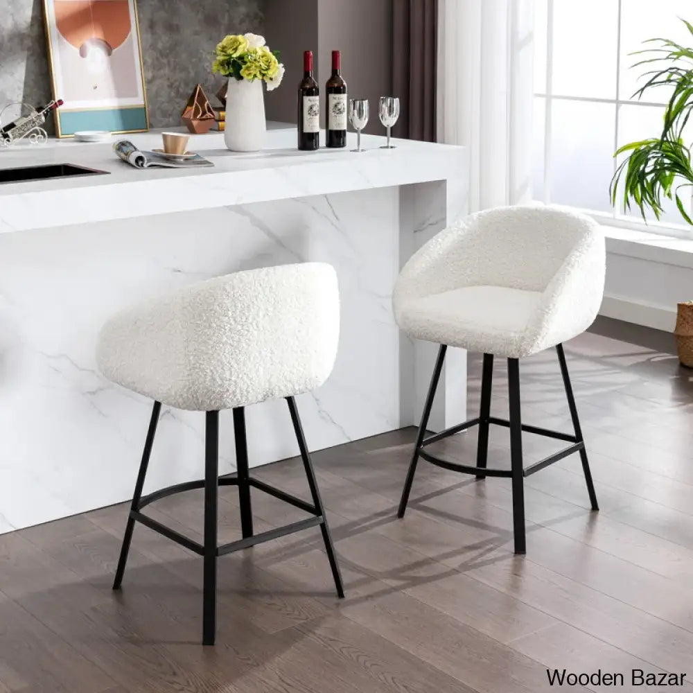 Kensync Swivel 26.4’’ Sherpa Counter And Bar Stool