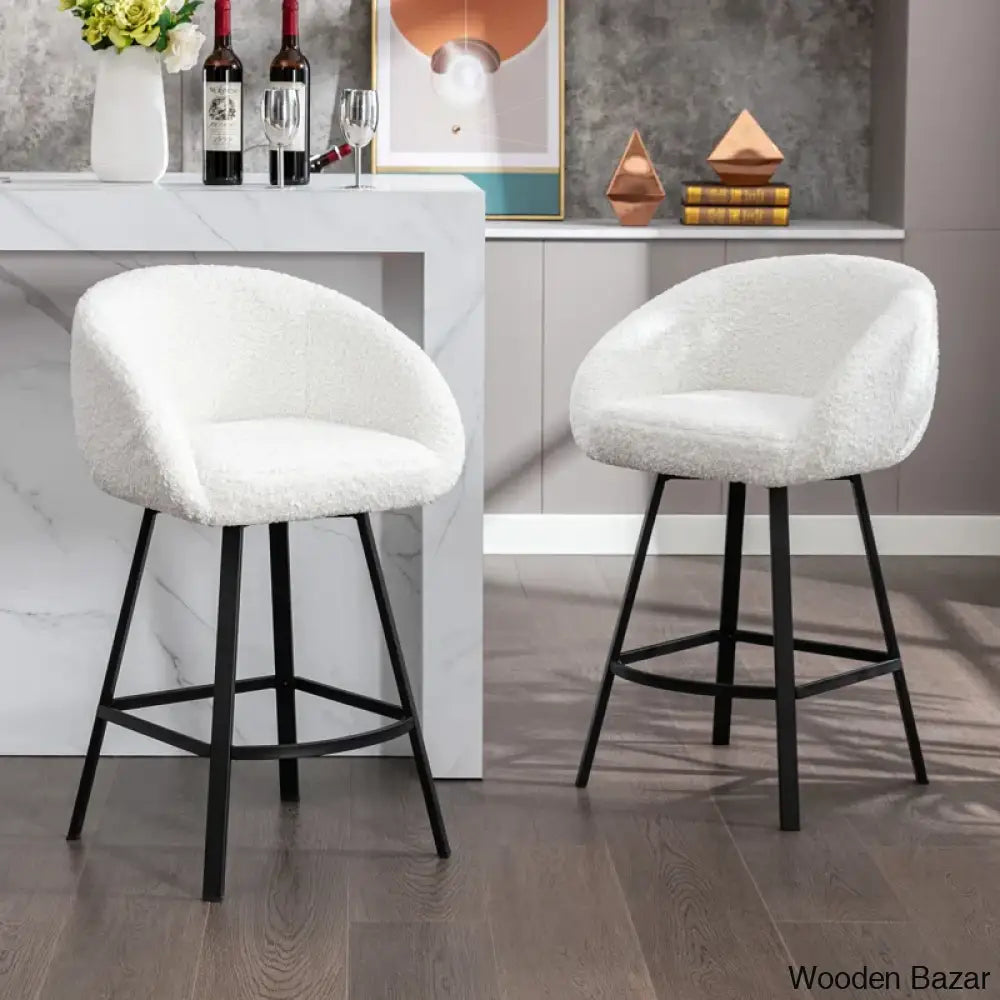 Kensync Swivel 26.4’’ Sherpa Counter And Bar Stool White / 1