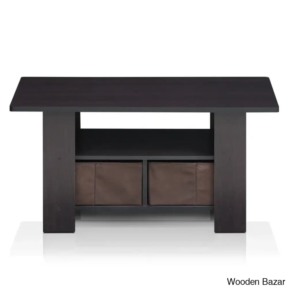 Kentony Coffee And Center Table With Bin Drawer Dark Walnut Top/Dark Base