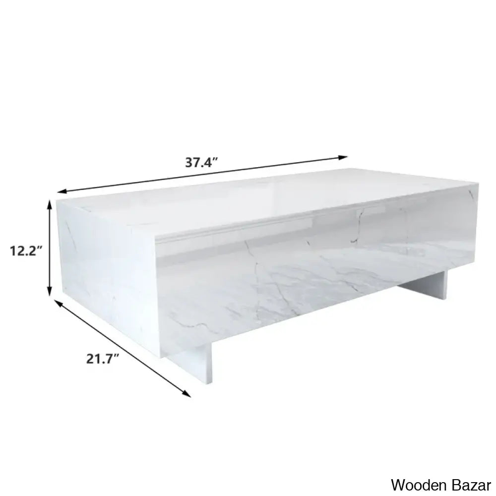 Khiryt Sled Marble Rectangle High Gloss Coffee And Center Table Elegant Center