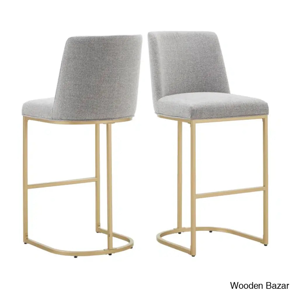 Kingsto Upholstered Counter And Bar Stool With Metal Frame (Set Of 2)