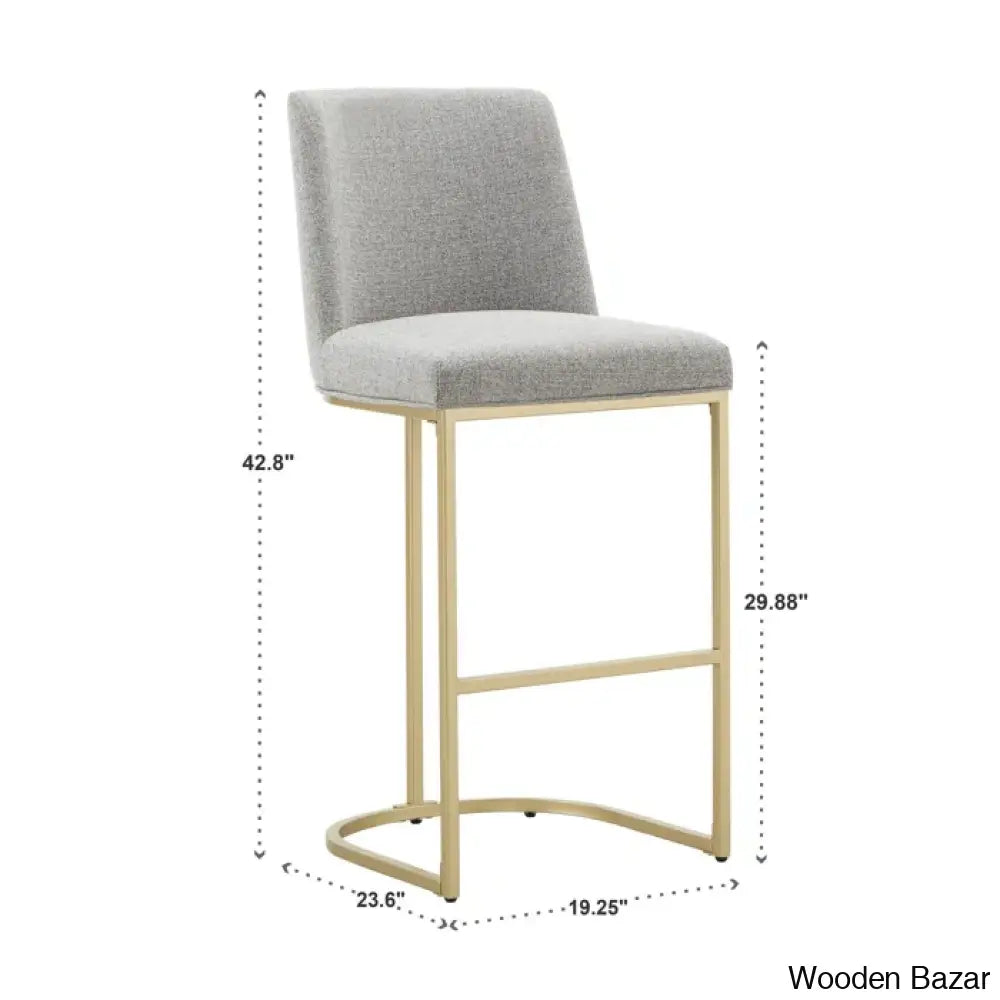 Kingsto Upholstered Counter And Bar Stool With Metal Frame (Set Of 2)