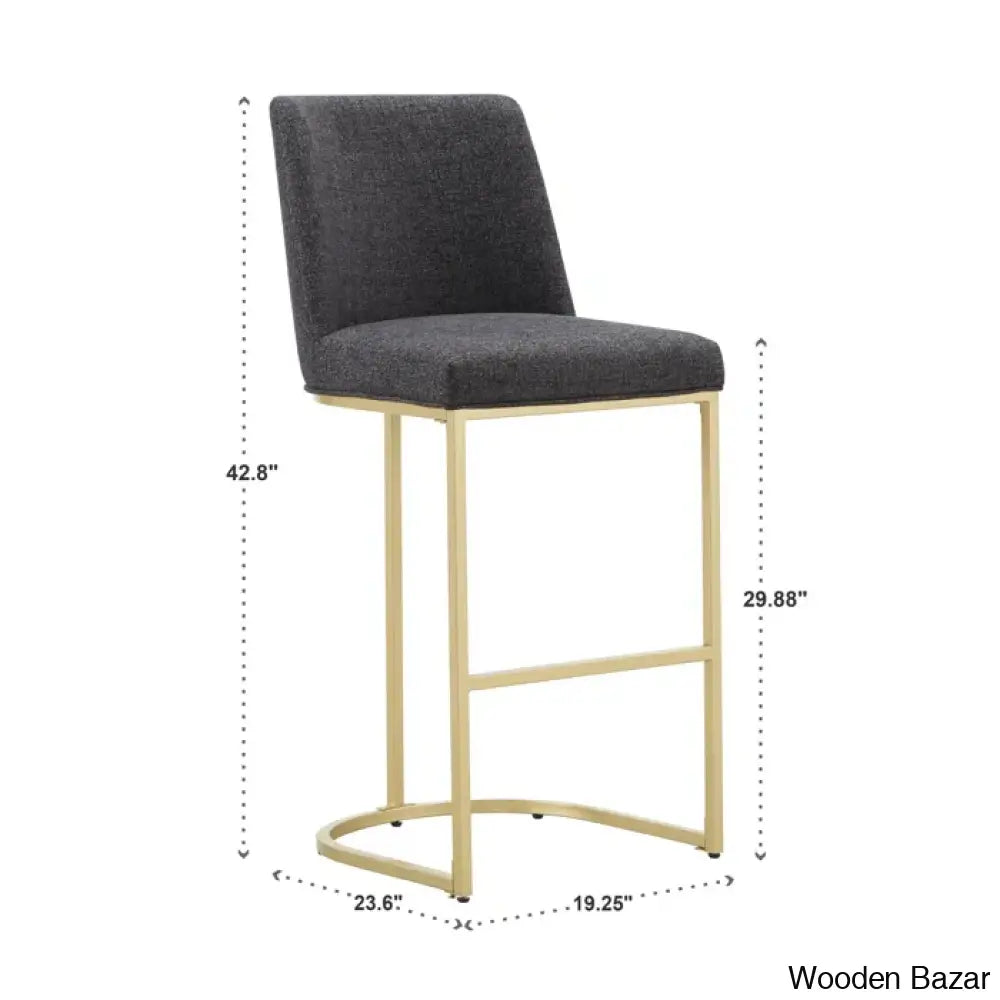 Kingsto Upholstered Counter And Bar Stool With Metal Frame (Set Of 2)