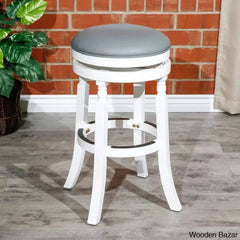 Kintzelu 24’’ Swivel Counter And Bar Stool With Leather Seat Foot Rest (Set Of 2)
