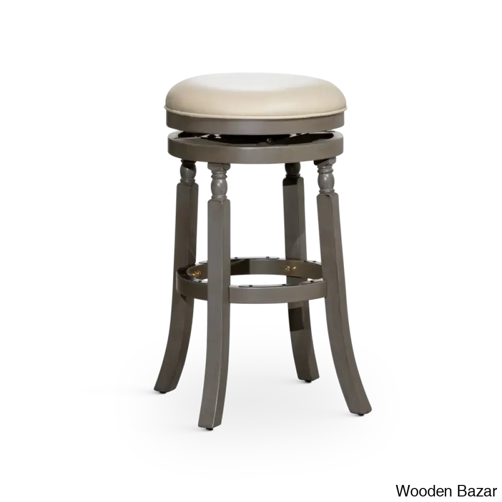 Kintzelu 24’’ Swivel Counter And Bar Stool With Leather Seat Foot Rest (Set Of 2)