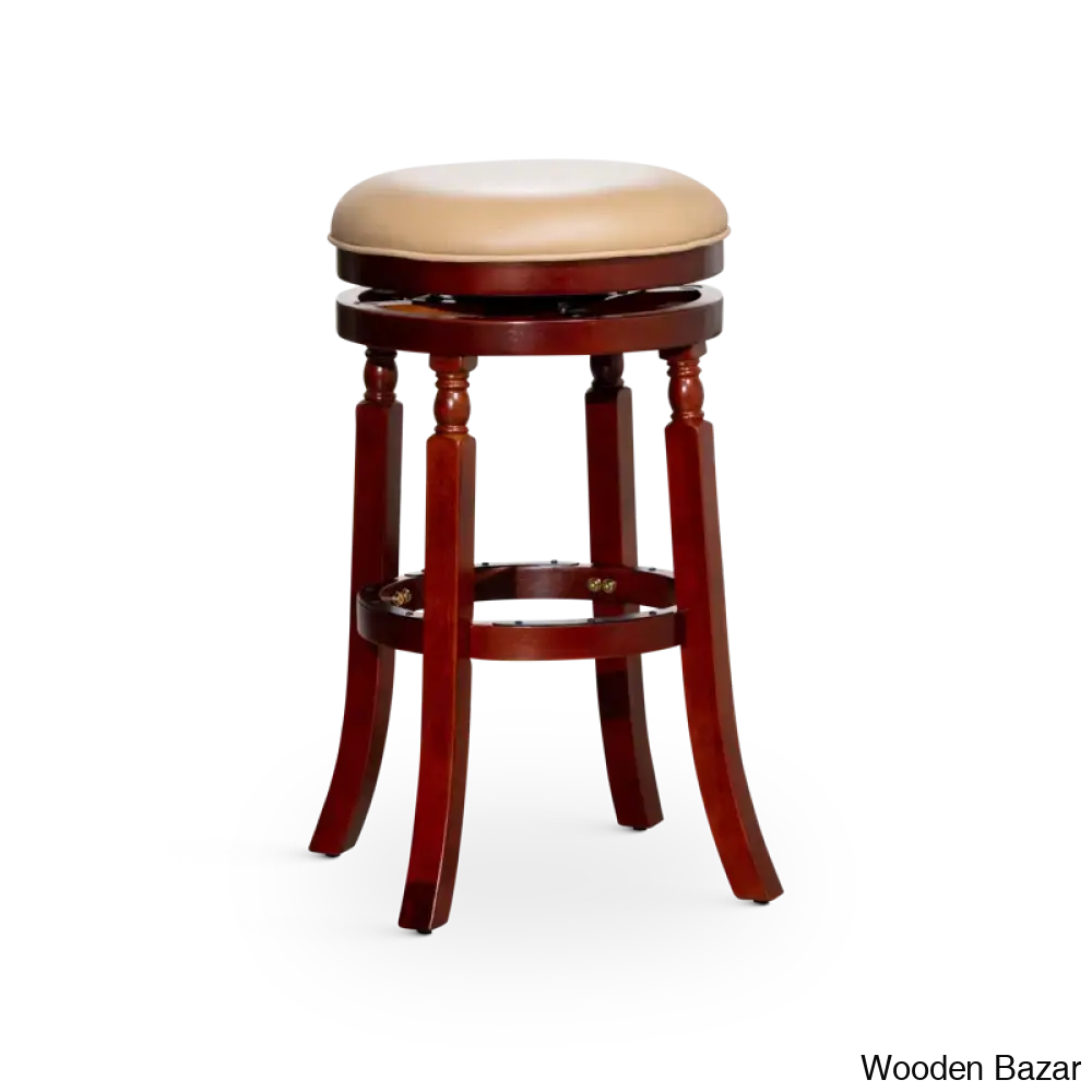 Kintzelu 24’’ Swivel Counter And Bar Stool With Leather Seat Foot Rest (Set Of 2)