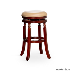 Kintzelu 24’’ Swivel Counter And Bar Stool With Leather Seat Foot Rest (Set Of 2)