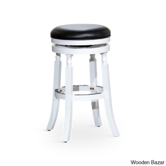 Kintzelu 24’’ Swivel Counter And Bar Stool With Leather Seat Foot Rest (Set Of 2) Black/White /