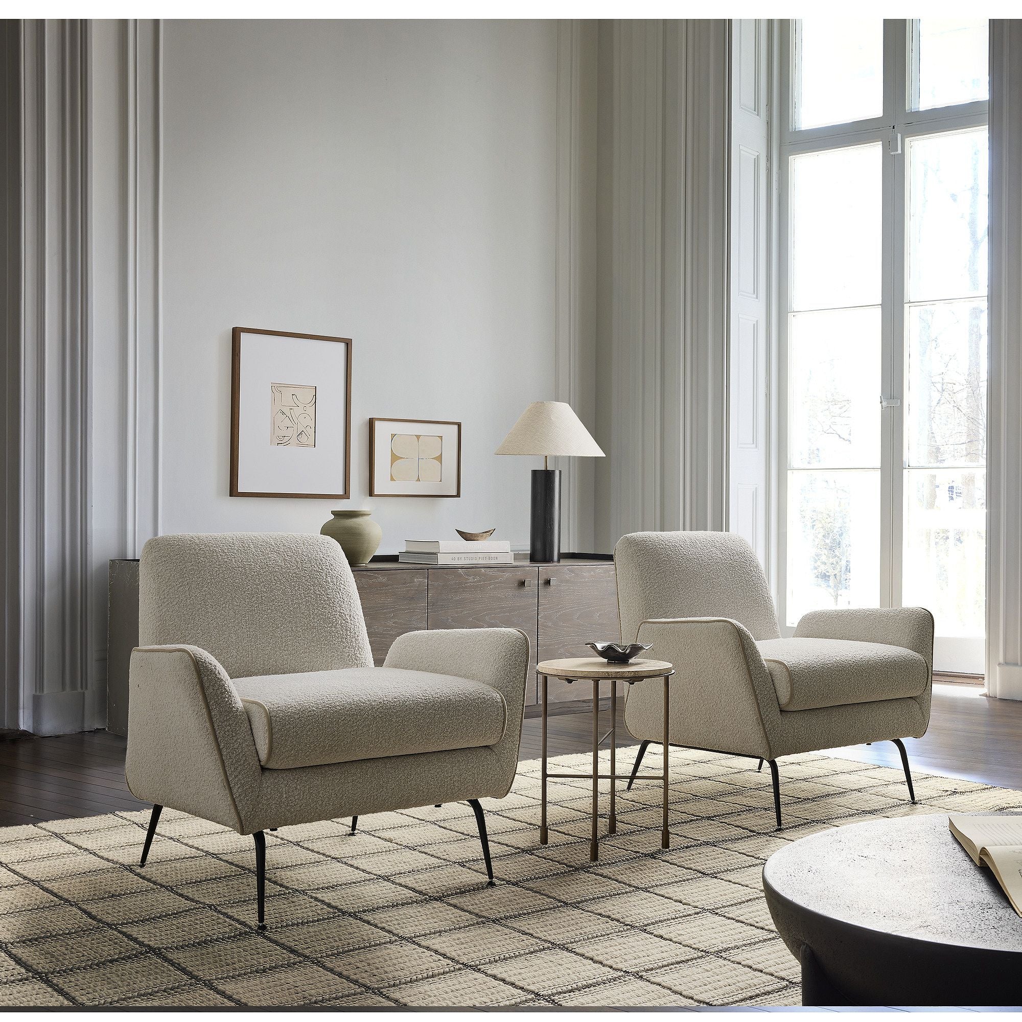 Acilox Arm Chair With Contrast Piping - Wooden bazar