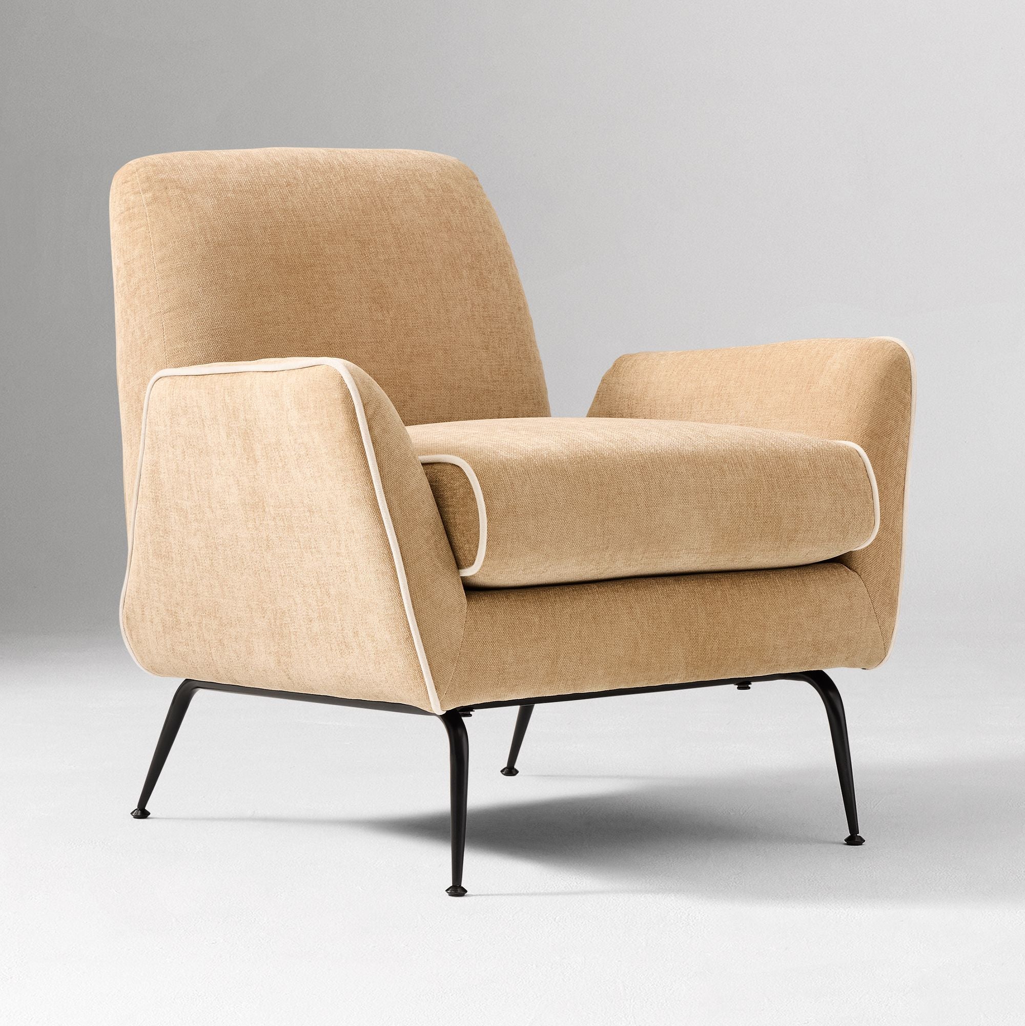 Acilox Arm Chair With Contrast Piping - Wooden bazar