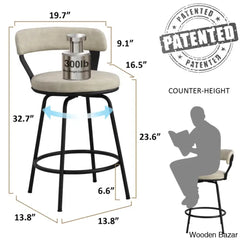 Kiptono Low Back Counter And Bar Stools Metal Leather (Set Of 2)