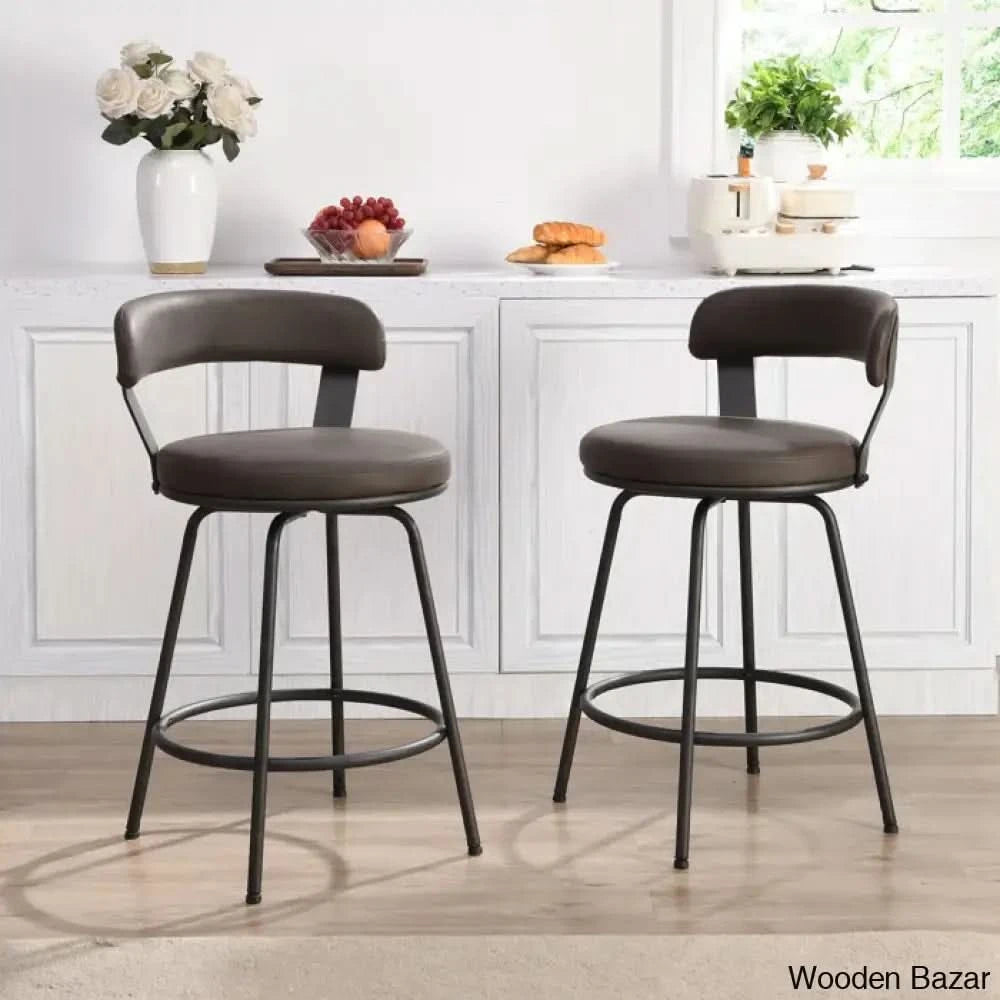 Kiptono Low Back Counter and Bar Stools Metal Leather Counter